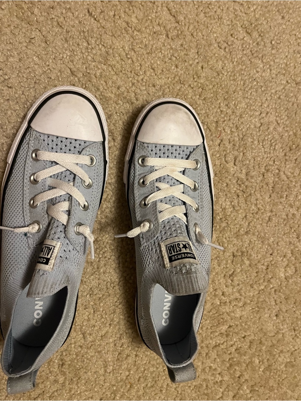 Converse Light Gray Mesh Low Top Sneakers with White Toe Cap